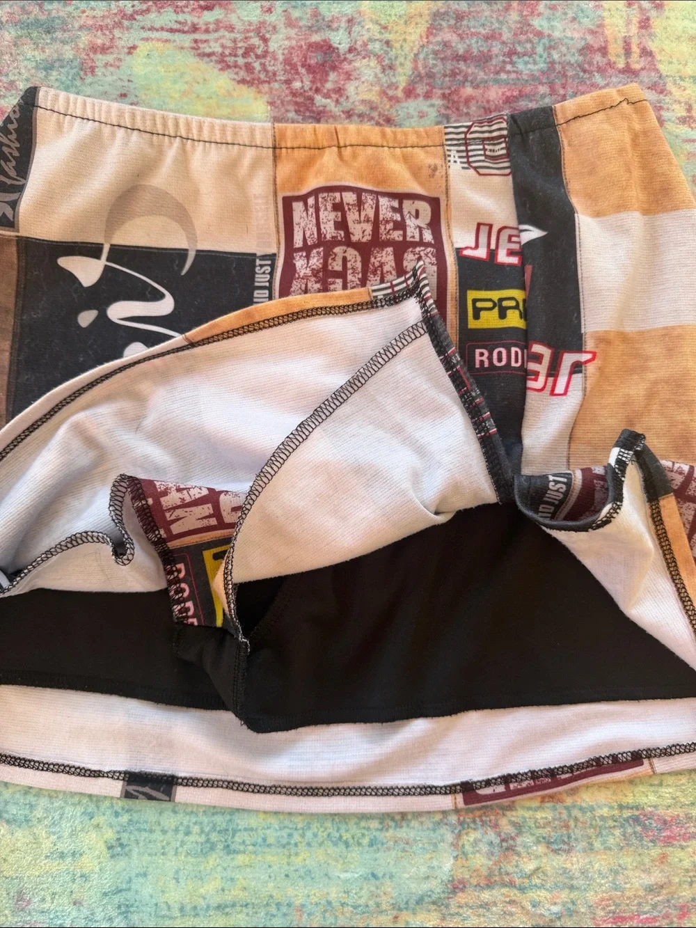 💜Patchwork Graphic Mini Skort in Brown and Black